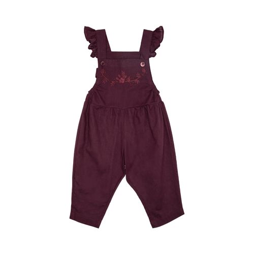 Jardineira de Bebê Feminina Cambraia de Linho Bordada - BORDO