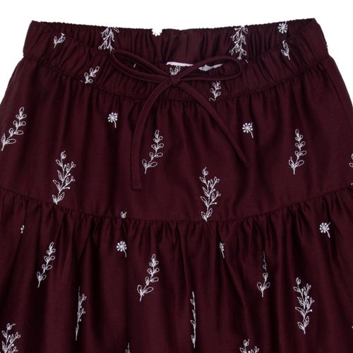 Saia Infantil Feminina  Midi Cotton Fio 60 Bordado - BORDO
