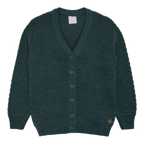 Cardigan Infantil Feminino Tricot Ponto Concha - VERDE