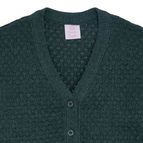 Cardigan Infantil Feminino Tricot Ponto Concha - VERDE