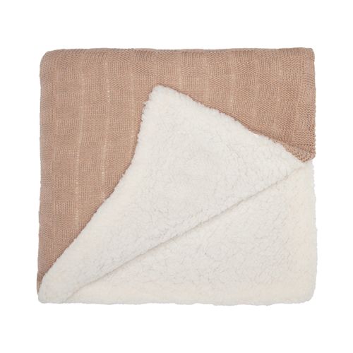 Manta Tricot Sherpa Quadrados - CARAMELO