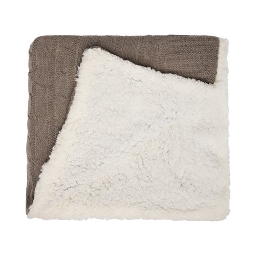 Manta Tricot Sherpa Tranças - MARRON