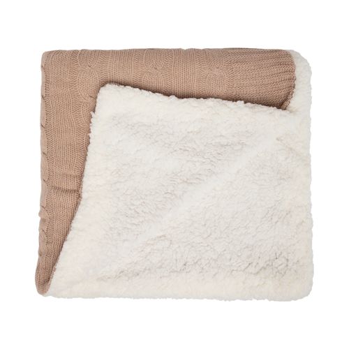 Manta Tricot Sherpa Tranças - CARAMELO
