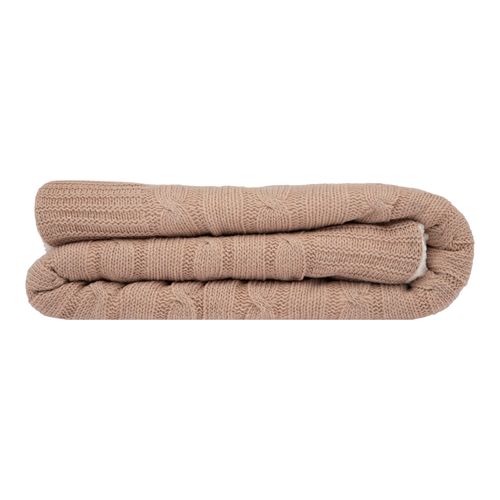 Manta Tricot Sherpa Tranças - CARAMELO