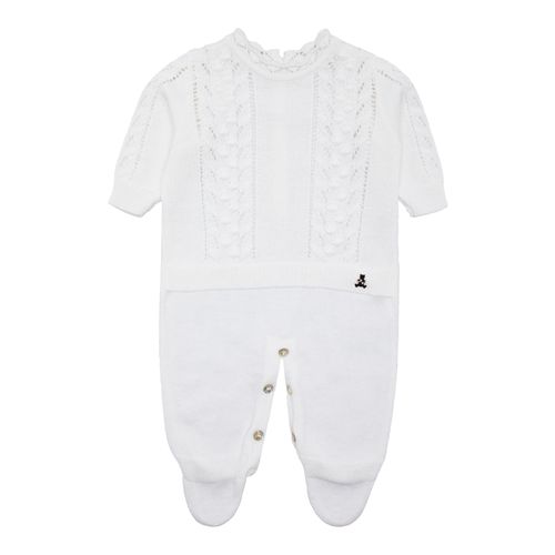 Saída de Maternidade Feminina Tricot Pala Ponto Pipoca - BRANCO