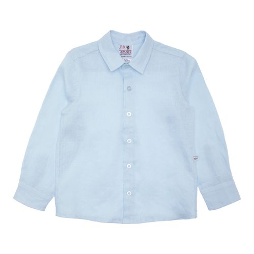 Camisa Infantil Masculina Manga Longa Puro Linho - AZUL BEBE