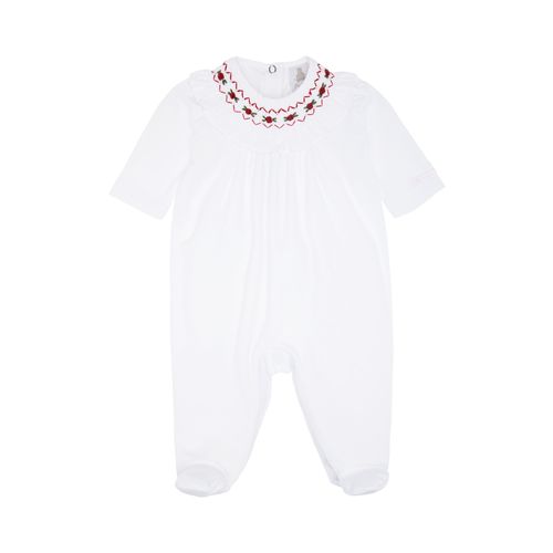 Macacão de Bebê Feminino Longo Plush Gola com Bordados - BRANCO