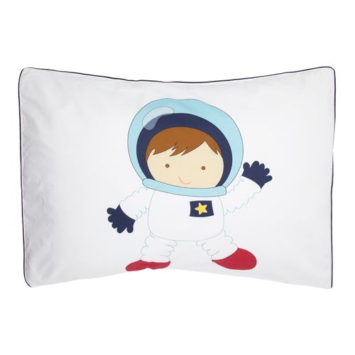 Porta Travesseiro Algodão Egípcio 230 Fios Astronauta - AZUL