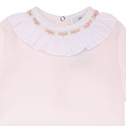Macacão de Bebê Feminino Longo Plush Ponto Smock na Gola - ROSA