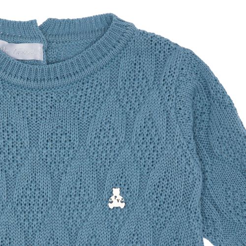 Saída de Maternidade Masculina Tricot Pinha - AZUL CANTO