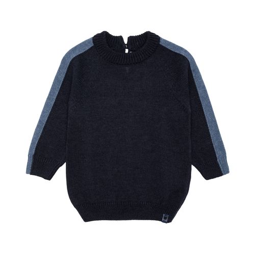 Blusa Tricot de Bebê Masculina Manga Longa Bicolor - AZUL MESCLA