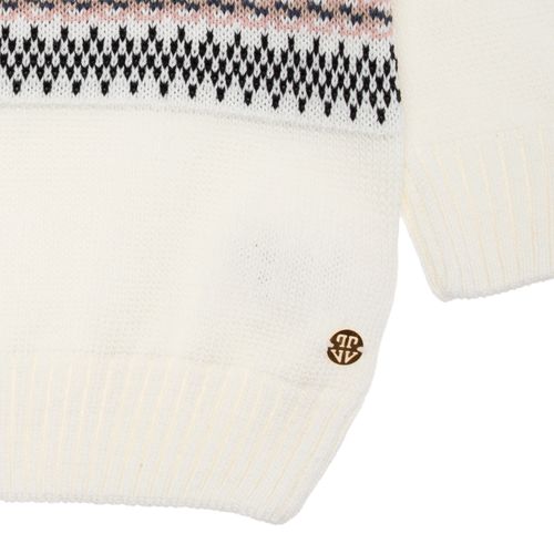 Blusa Tricot de Bebê Feminina Manga Longa Jacquard - OFF WHITE
