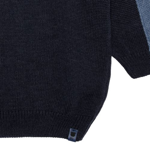 Blusa Tricot de Bebê Masculina Manga Longa Bicolor - AZUL MESCLA