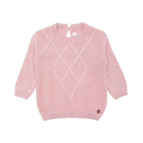 Blusa Tricot de Bebê Feminina Manga Longa Losangos - ROSA