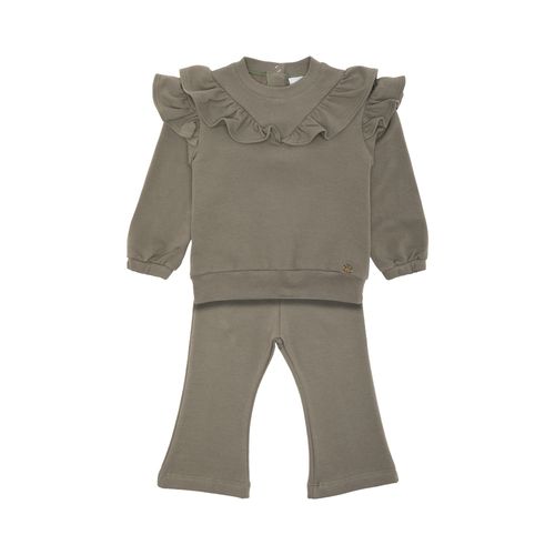 Conjunto de Bebê Feminino Moletom com Babados - VERDE