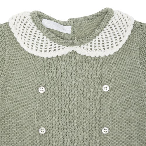 Saída de Maternidade Feminina Tricot Losangos Gola Crochet - VERDE