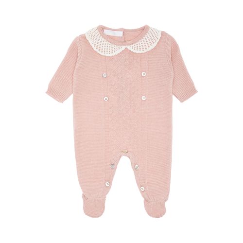 Saída de Maternidade Feminina Tricot Losangos Gola Crochet - ROSA BLUSH