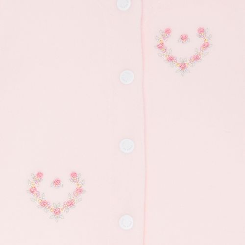 Macacão de Bebê Feminino Longo Microsoft Bordado Flores - ROSA BEBE