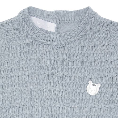 Saída de Maternidade Masculina Tricot Ponto Pipoca - AZUL