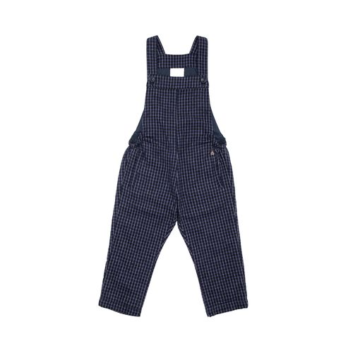 Jardineira de Bebê Masculina Flanelada Xadrez - AZUL MARINHO