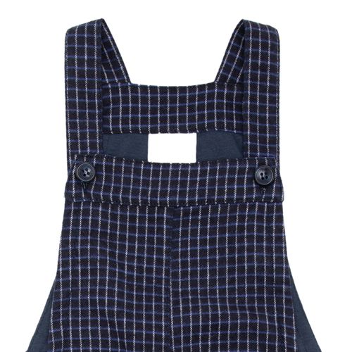 Jardineira de Bebê Masculina Flanelada Xadrez - AZUL MARINHO