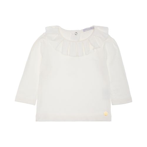 Blusa de Bebê Feminina Manga Longa Gola com Pregas - OFF WHITE