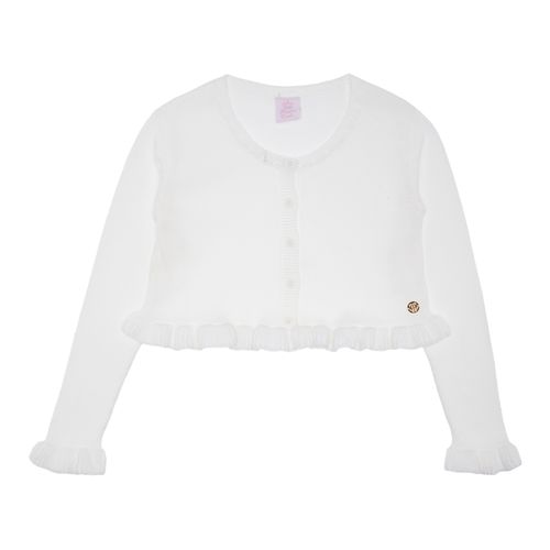 Bolero Infantil Feminino Tricot Babados - BRANCO