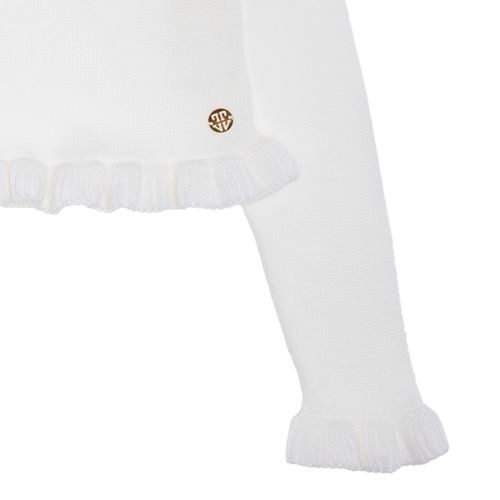 Bolero Infantil Feminino Tricot Babados - BRANCO