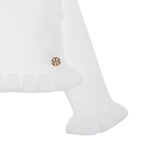 Bolero de Bebê Feminino Tricot Babados - BRANCO