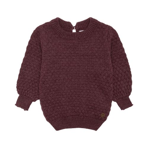 Blusa Tricot de Bebê Feminina Manga Longa Ponto Concha - VINHO