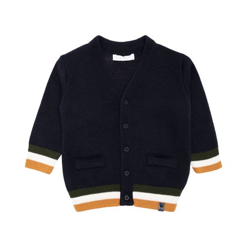 Cardigan de Bebê Masculino Tricot Frisos Color - AZUL PROFUNDO