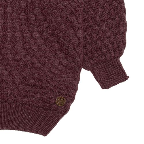 Blusa Tricot de Bebê Feminina Manga Longa Ponto Concha - VINHO