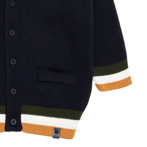 Cardigan de Bebê Masculino Tricot Frisos Color - AZUL PROFUNDO