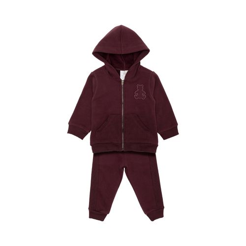 Conjunto de Bebê Masculino Moletom Camurça com Bolso - BORDO
