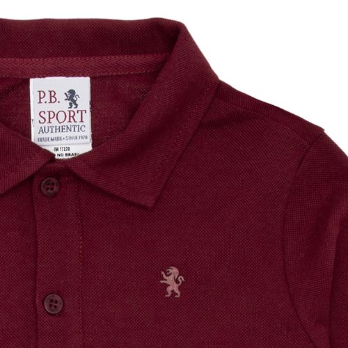 Camiseta Polo Infantil Masculina Manga Longa Piquet Pima - BORDO
