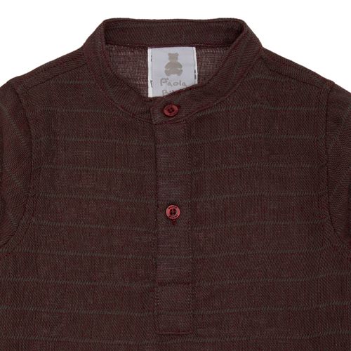 Bata de Bebê Masculina Manga Longa Listrada - BORDO