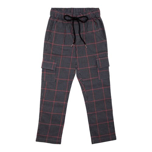 Calça Infantil Masculina Xadrez com Bolso Lateral - CINZA CHUMBO