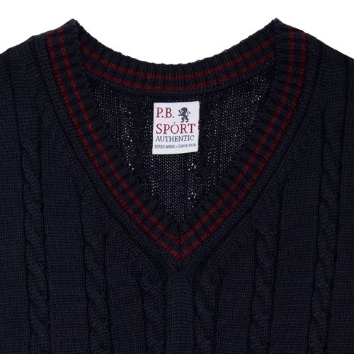 Colete Infantil Masculino Tricot com Frisos - AZ PROFUNDO/VINHO