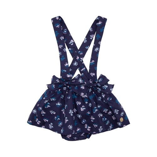 Salopete de Bebê Feminina Algodão Egípcio Floral Tricolore - AZUL MARINHO