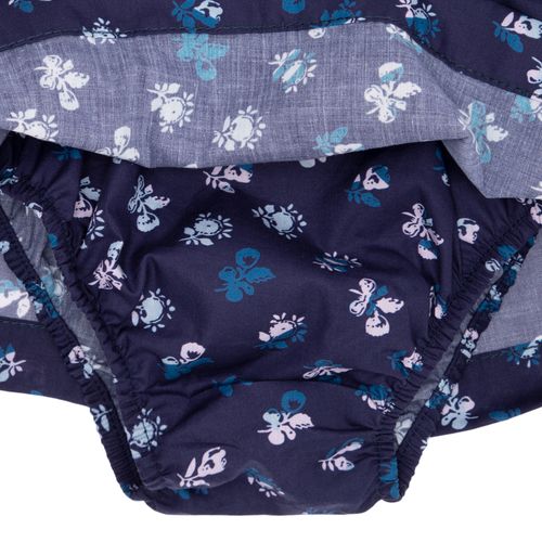 Salopete de Bebê Feminina Algodão Egípcio Floral Tricolore - AZUL MARINHO