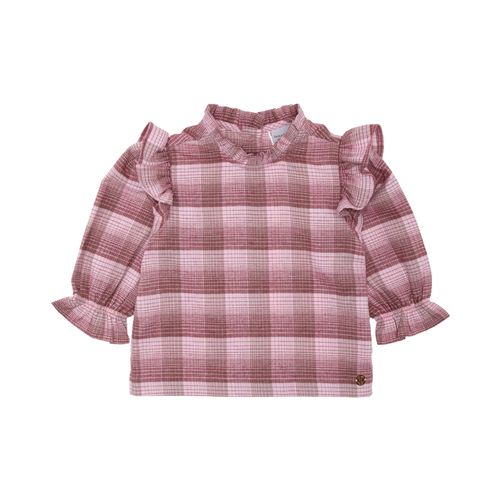 Bata de Bebê Feminina Manga Longa Xadrez Flanelada - ROSA