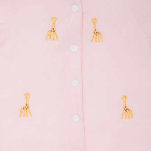 Macacão de Bebê Feminino Longo Microsoft Bordado Girafas - ROSA BEBE