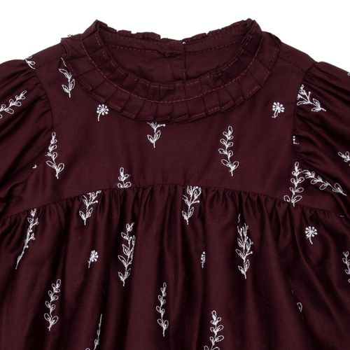 Vestido de Bebê Feminino Cotton Fio 60 Bordado - BORDO