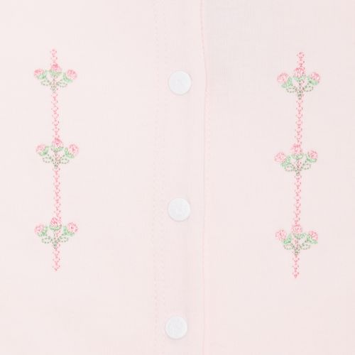 Macacão de Bebê Feminino Longo Algodão Egípcio Bordado Flores - ROSA BEBE