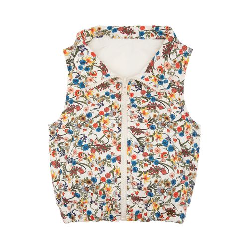 Colete de Bebê Feminino Matelassê Double Face Floral Color - OFF WHITE