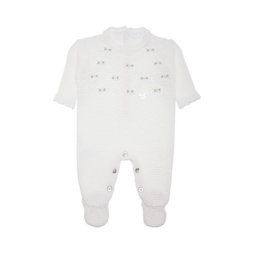 Saída de Maternidade Feminina com Manta Tricot Onix Flores Rococó - BRANCO