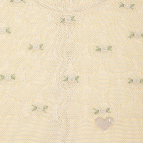 Saída de Maternidade Feminina com Manta Tricot Onix Flores Rococó - AMARELO PÓ