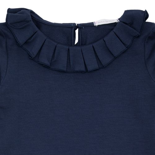 Blusa Infantil Feminina Manga Longa com Pregas - AZUL MARINHO