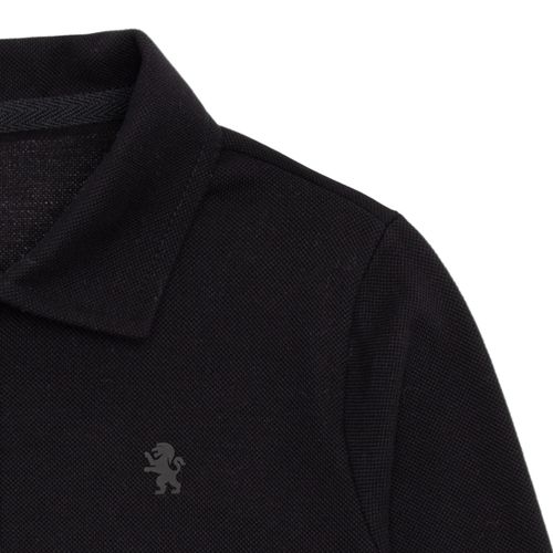 Camiseta Polo Infantil Masculina Manga Longa Piquet Pima - PRETO