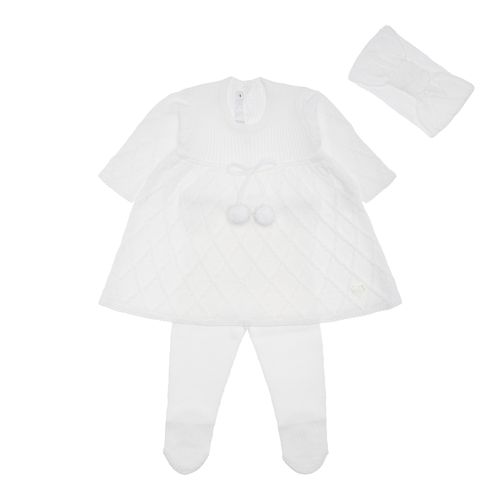 Saída de Maternidade Feminina Tricot com Faixa de Cabelo - BRANCO